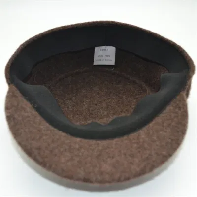 Manufaktur Herbst Winter Schokolade Reine Farbe Wolle Flat-Top Herren Militär Mütze mit kleiner Krempe