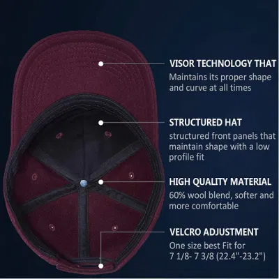 China Rot Warm Klassische Unisex Großhandel Baseball Caps 60% Wolle Verstellbare Größe Herren Dad Mütze
