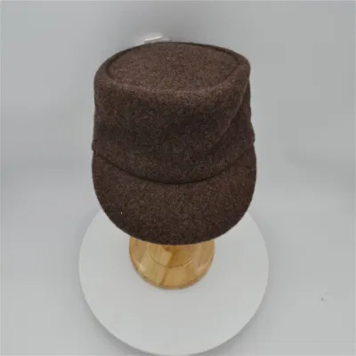 Manufaktur Herbst Winter Schokolade Reine Farbe Wolle Flat-Top Herren Militär Mütze mit kleiner Krempe