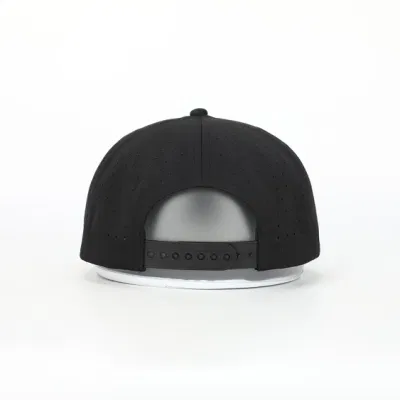 OEM Custom PVC Patch Logo 5 Panel Seil Golf Baseball Kappe Laser Cut Hole Perforiert Gorras Schwarz Polyester Spandex Dad Hut