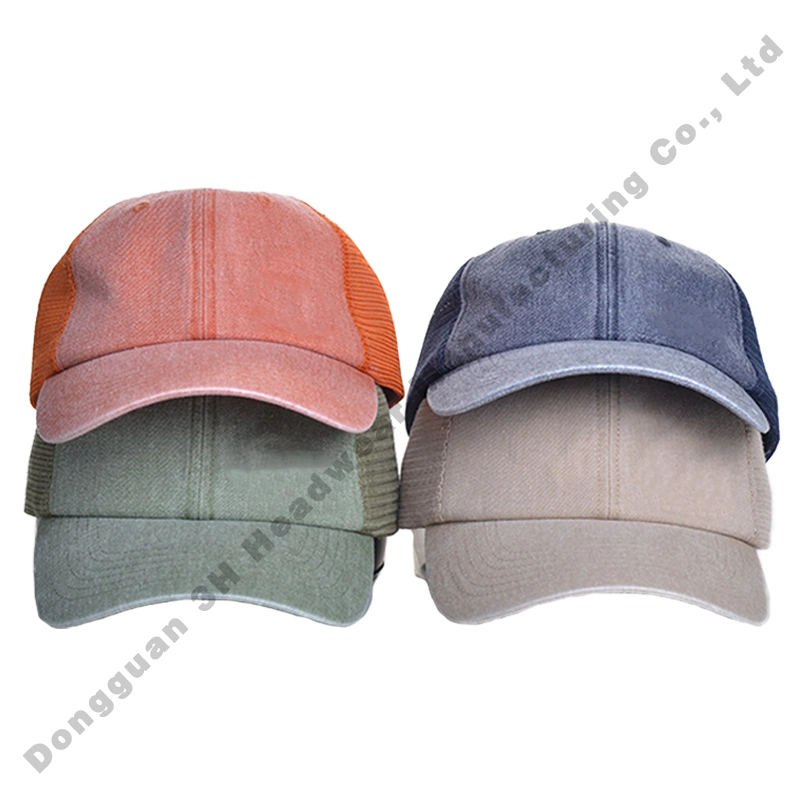 Wholesale Unstructured 6 Panel Distressed Mesh Dad Hat for Unisex Custom Vintage Washed Cotton Trucker Caps Hats