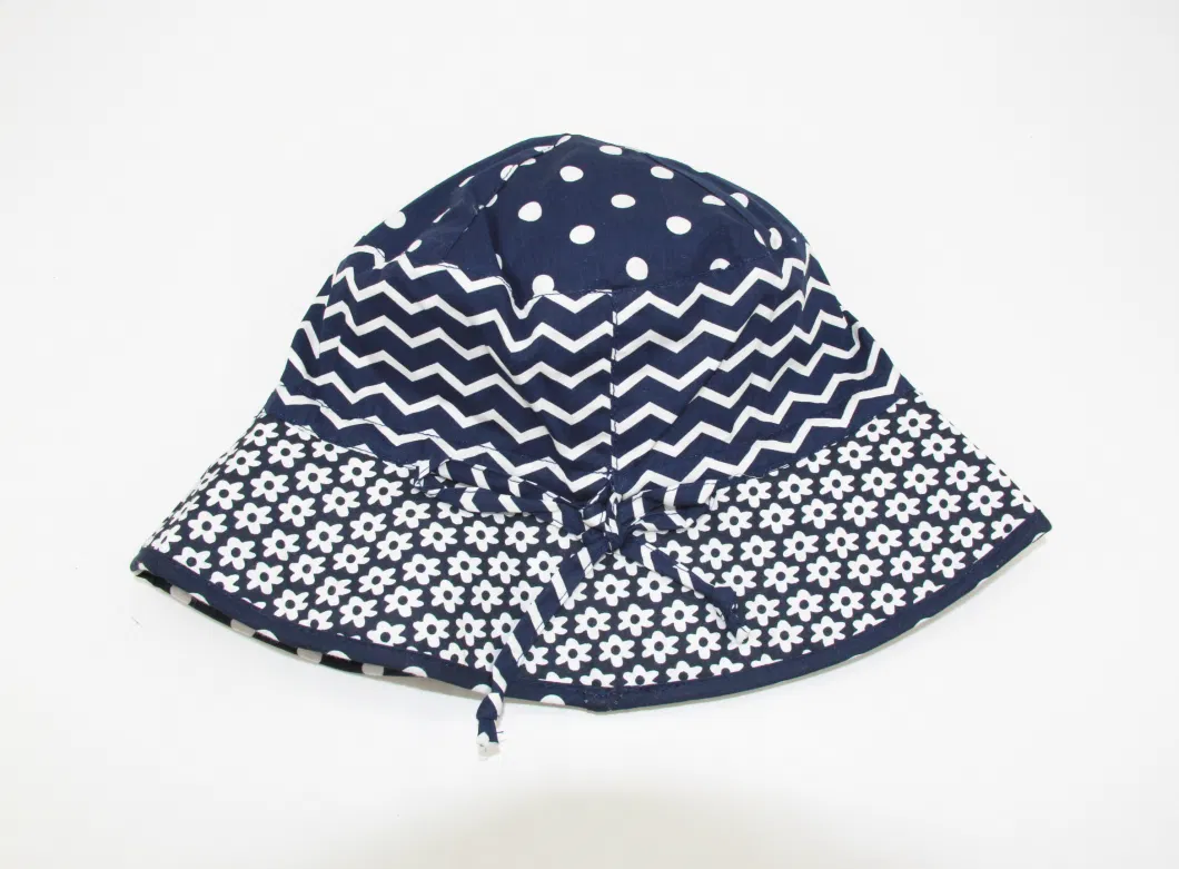 Cotton Poplin Fashion Printed Fabric Bucket Hat, Double Layers Reversible Style