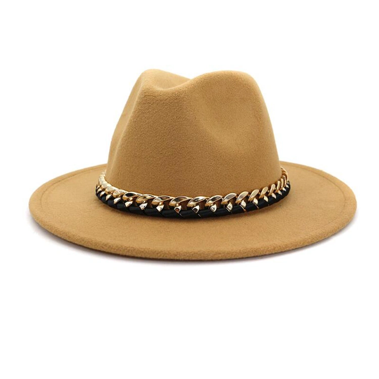 Unisex Classic Vintage Belt Buckle Wide Brim Panama Fedora Felt Hat
