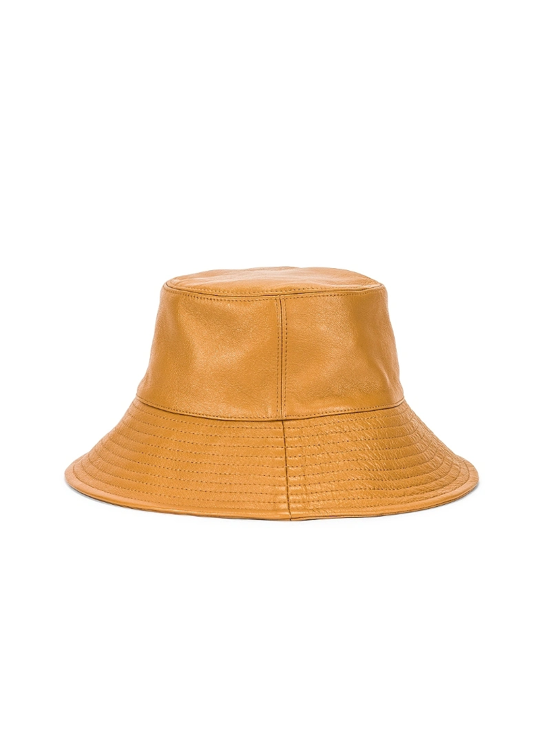 High Quality Solid Color PU Leather Bucket Hat