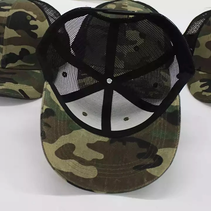 Wholesale High Quality Custom Design 6 Panel Camo Personalized Trendy Camping Trucker Men Caps Hats