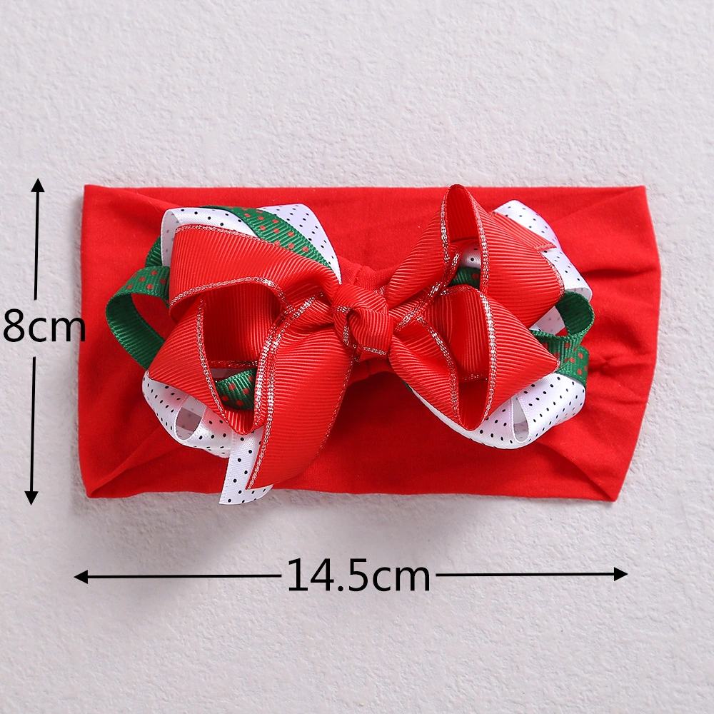 Children&prime;s Hair Band Bandana Elastic Nylon Baby Threaded Woven Bows Girl Christmas Gift Baby Knitted Headband