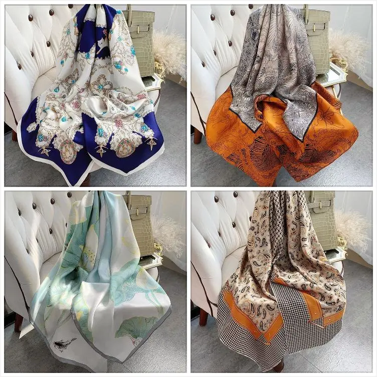 16mm High Quality Women Wholesale Satin Silk Bandana