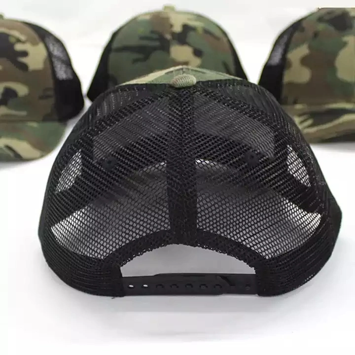 Wholesale High Quality Custom Design 6 Panel Camo Personalized Trendy Camping Trucker Men Caps Hats