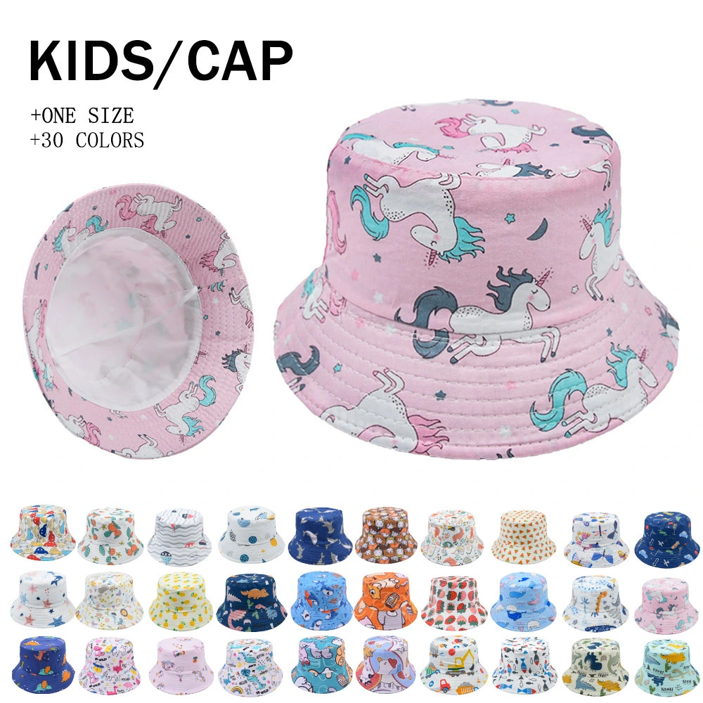 Custom Different Style Baby &amp; Toddler Girl Full Printing Sun Protective Reversible Bucket Kids Sun Cap Baby Hat