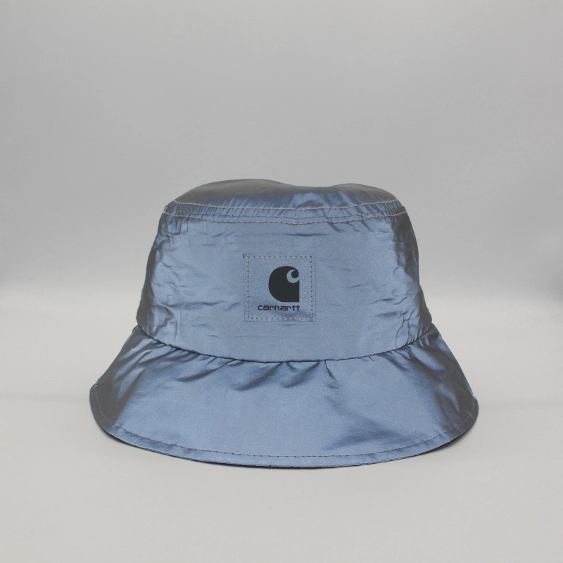 Reflective Satin Bucket Hats Fisherman Hat Leather Hats for Men Woman