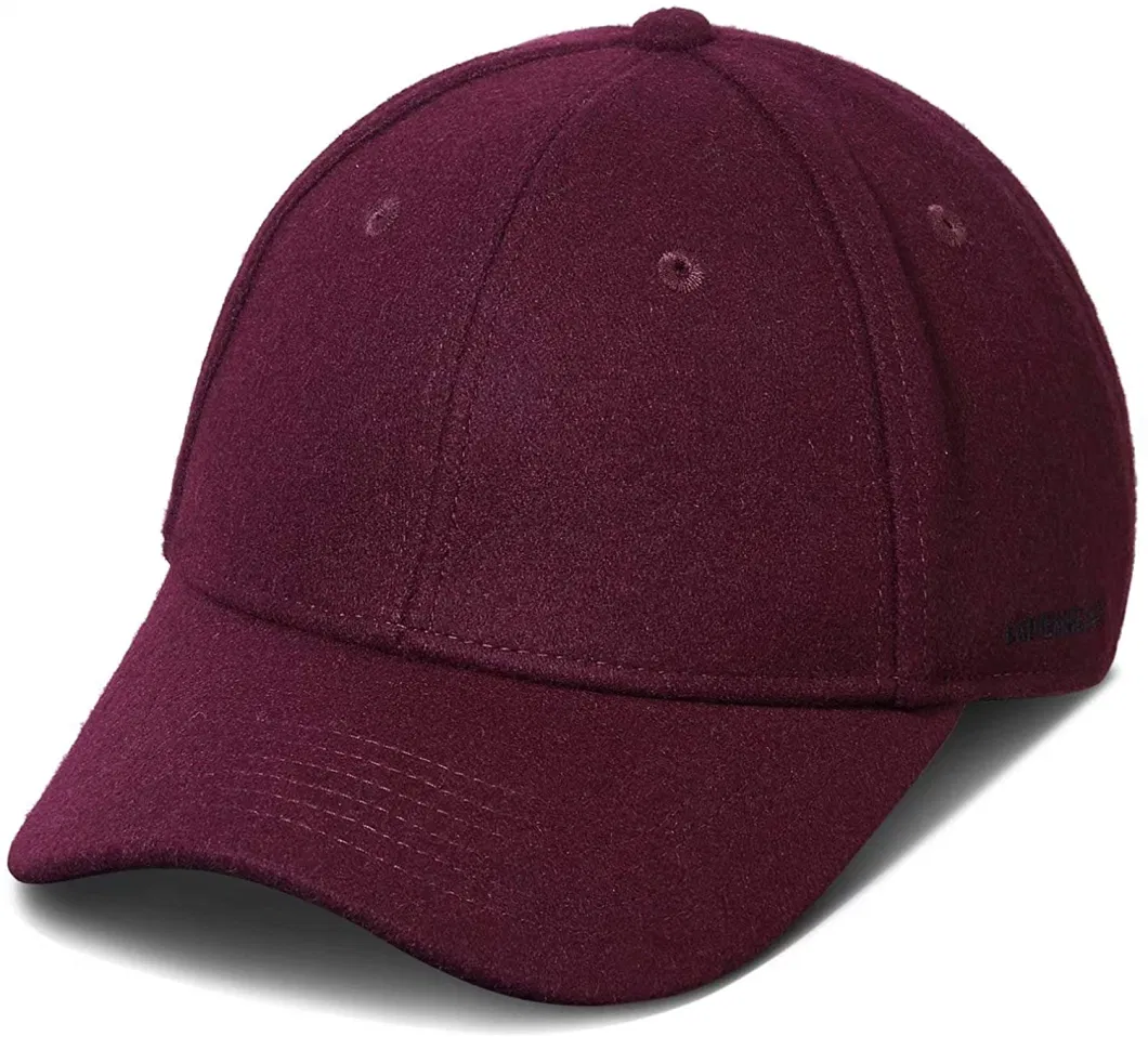 China Red Warm Classical Unisex Wholesale Baseball Caps 60% Wool Adjustable Size Men Dad Hat