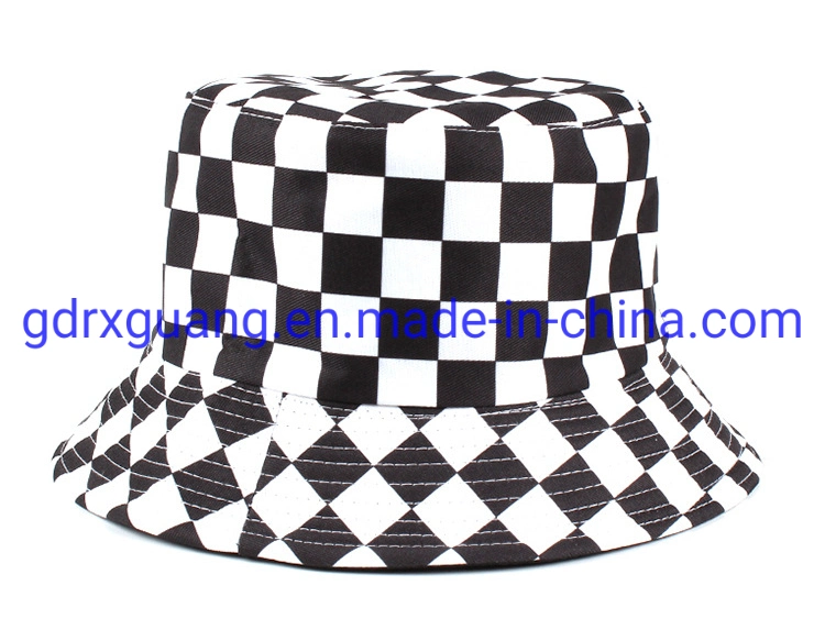 Summer Reversible Black White Printed Bucket Hats