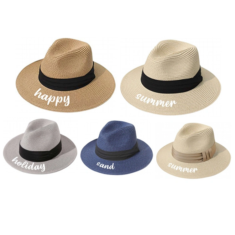 Factory Wholesale Custom Outdoor Beach Travel Sun Straw Visor Hat