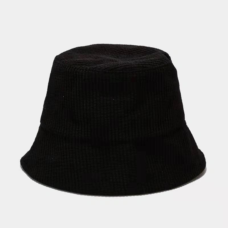 Corduroy Bucket Hat with Embroidery Logo and Adjustable String