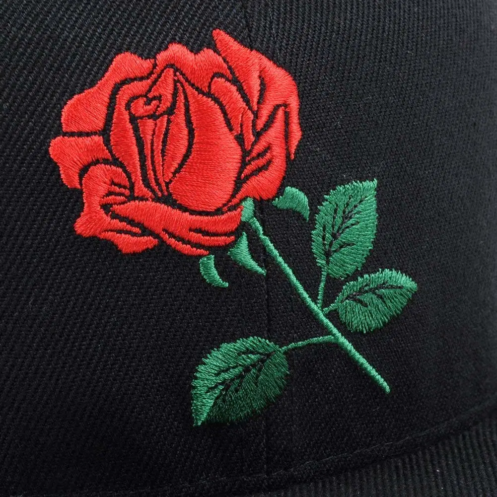 Wholesale 100% Cotton Unstructured Cap Adjustable 6 Panel Snapback Flower Pattern Embroider Cap