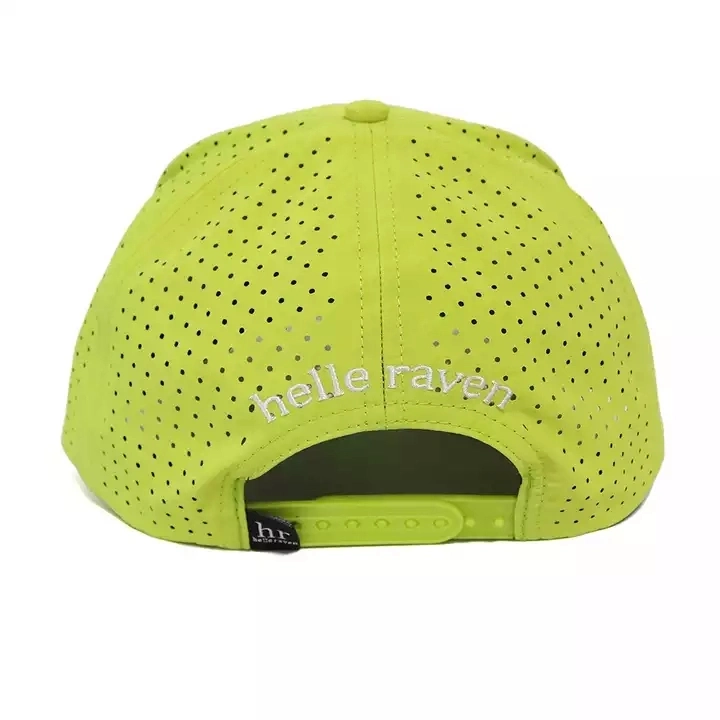 Custom Colors Laser Holes Perforated Baseball Cap Polyester Nylon Waterproof Polyester Sports 3D Embroidery Logo Snap Back Caps Gorras Fishing Running Golf Hats