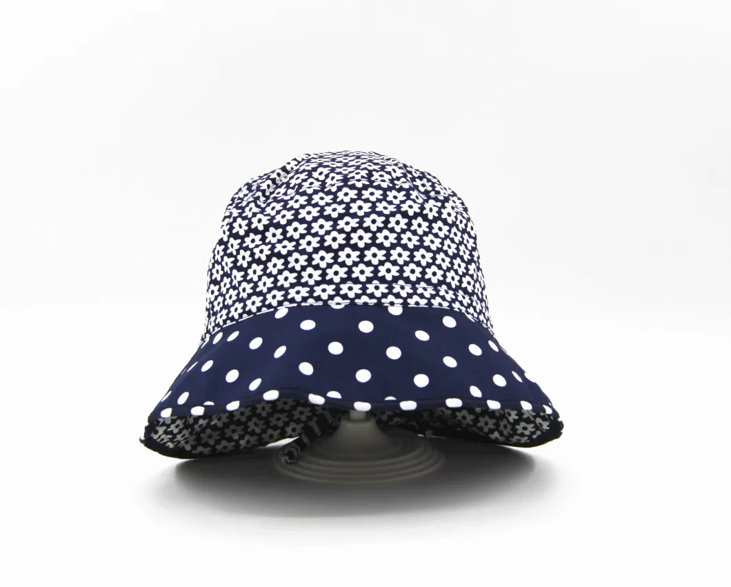 Cotton Poplin Fashion Printed Fabric Bucket Hat, Double Layers Reversible Style