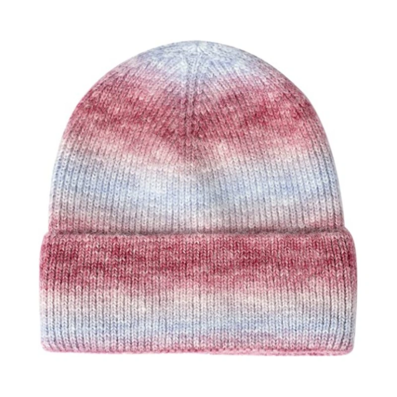 2023 Fashionable Wholesale Knitted Gradient Beanie Hats Colorful Wrap Head Hat