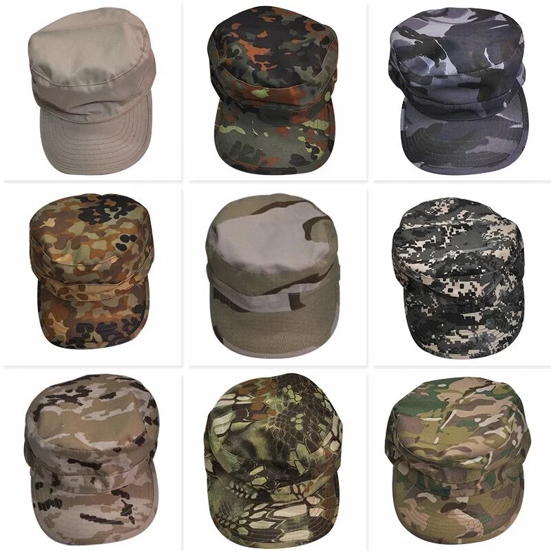 High Quality Colourful Full Fabric Army Uniform Hat Military Style Flat Cap