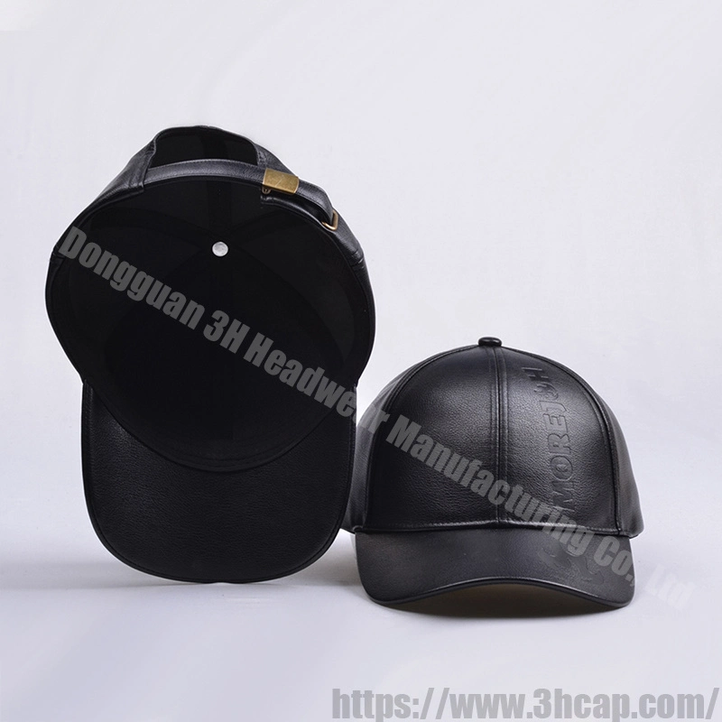 3hcap High Quality Vintage 6 Panel Baseball Gorras Custom Logo PU Leather Hats Caps