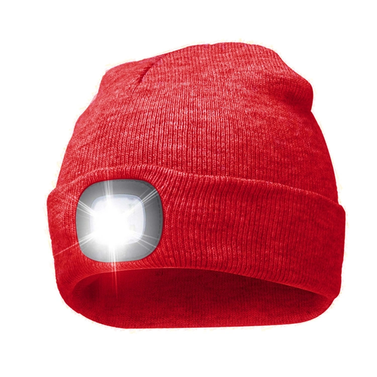 Winter Night Scout USB Rechargeable LED Light Torch Waterproof Knitted Beanie Hat for Fishing, Work, Camping, Hunting