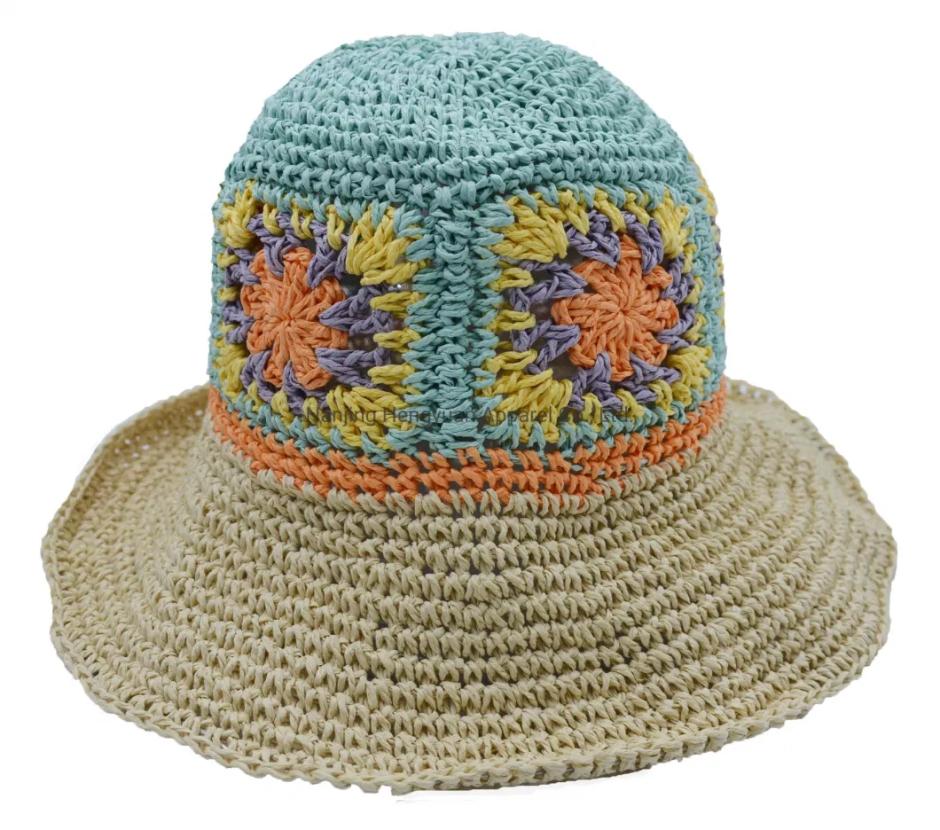 Fashion Wholesale Colorful Ladies Summer Hats Beach Sunhat Wide Brim Straw Hats Handmade