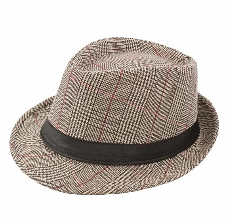 Fashionable Little Top Hat Checked Gentleman&prime;s Hat Men&prime;s Cap Men&prime;s Plaid Gentlemen&prime;s Hat Jazz Hat