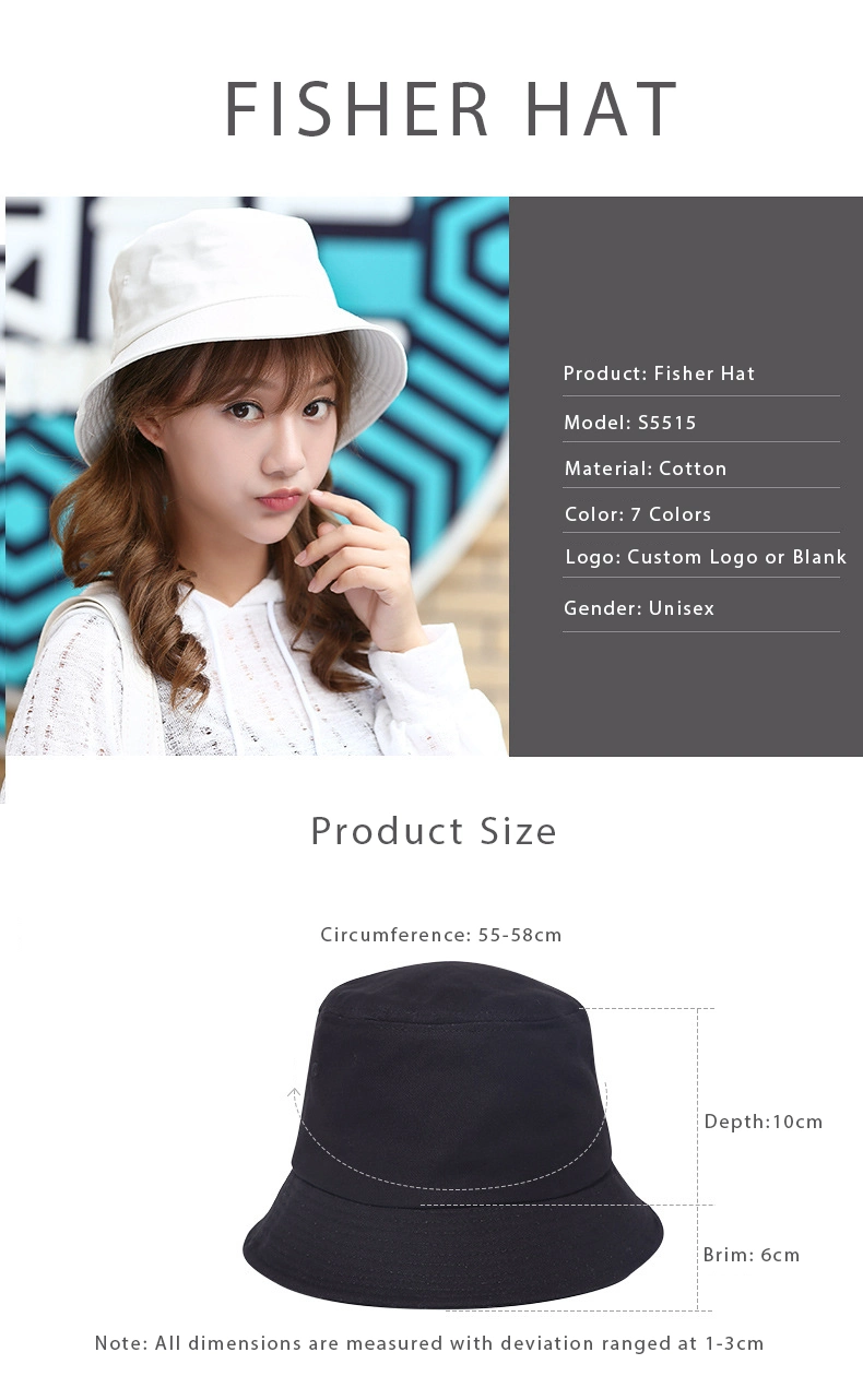 Wholesale High Quality Customized Designed Cotton Fishing Bucket Hat