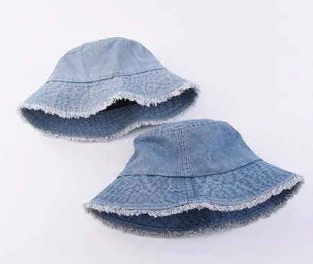 Stone Enzyme Washed Denim Vintage Bucket Hat with Trimming