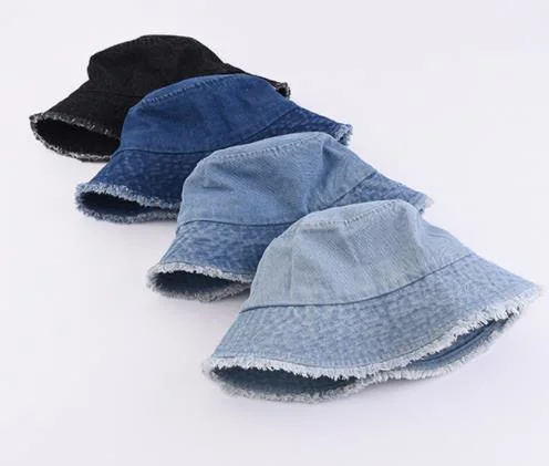 Stone Enzyme Washed Denim Vintage Bucket Hat with Trimming