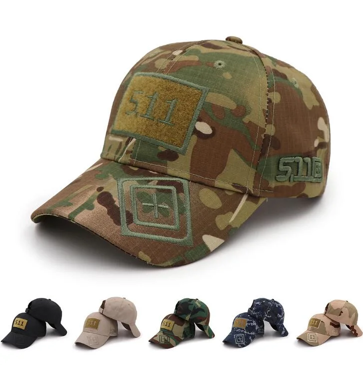 Custom Logo Design Camouflage Cottom Twill Snapback Cap Army Military Hunting Cap