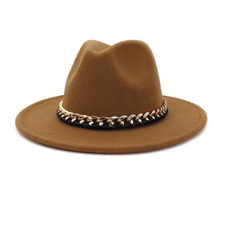 Unisex Classic Vintage Belt Buckle Wide Brim Panama Fedora Felt Hat