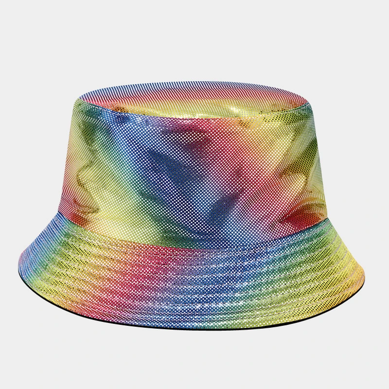 Promotional Branded Gifts Rainbow Color Riversible PU Leather Outdoor Sports Bucket Hats