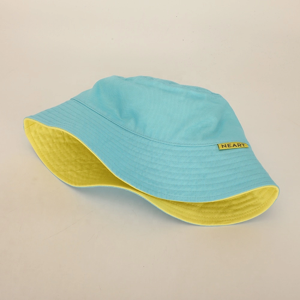 Wholesale Bulk Custom Embroidery Logo Women Cotton Bucket Cap Double-Sided Summer Fisherman Reversible Sun Bucket Hat