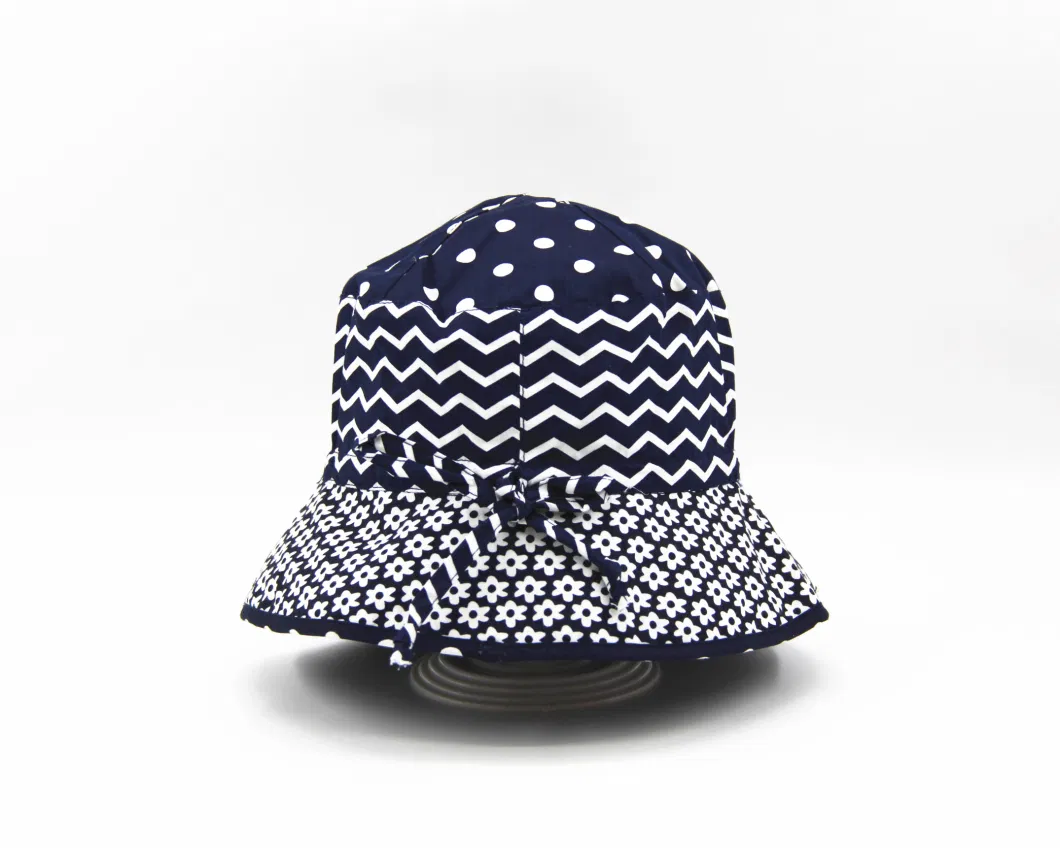 Cotton Poplin Fashion Printed Fabric Bucket Hat, Double Layers Reversible Style