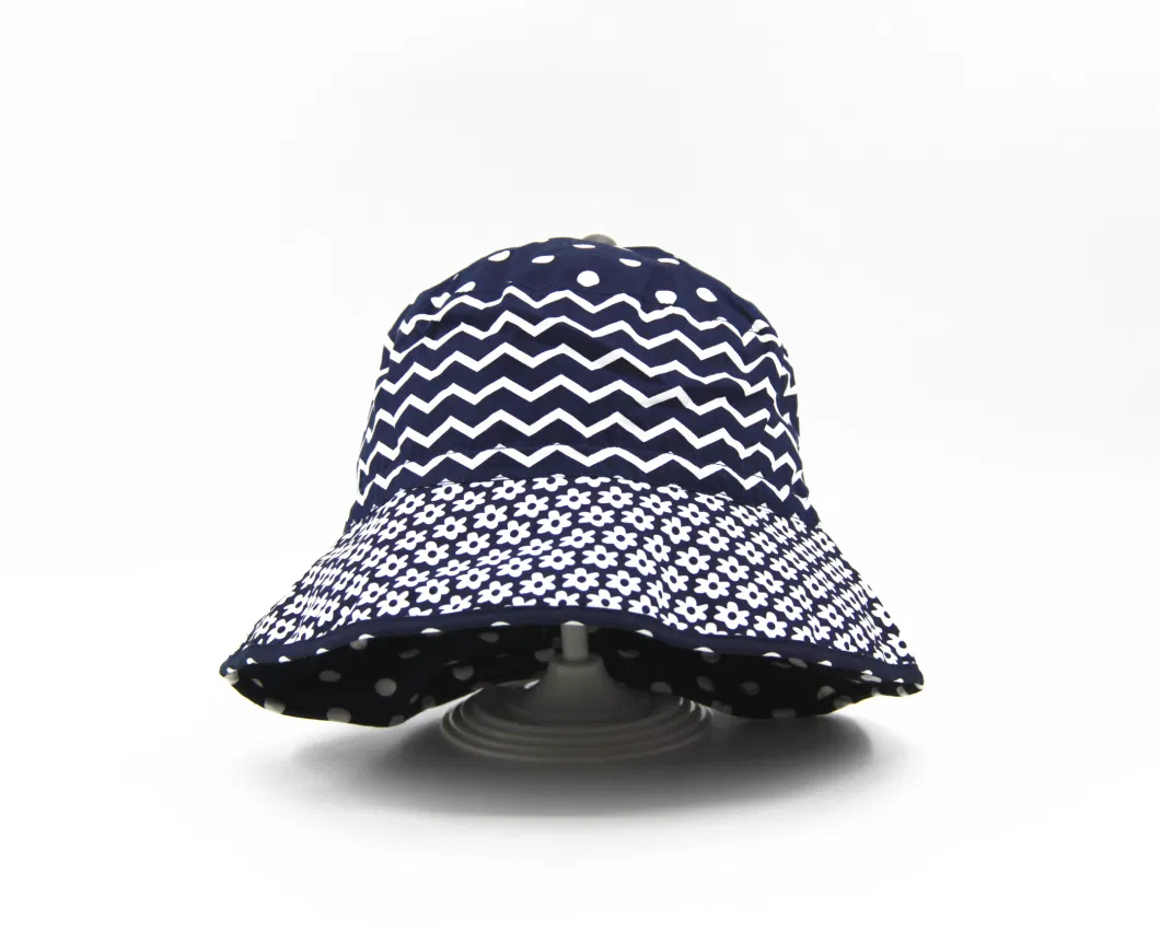 Cotton Poplin Fashion Printed Fabric Bucket Hat, Double Layers Reversible Style