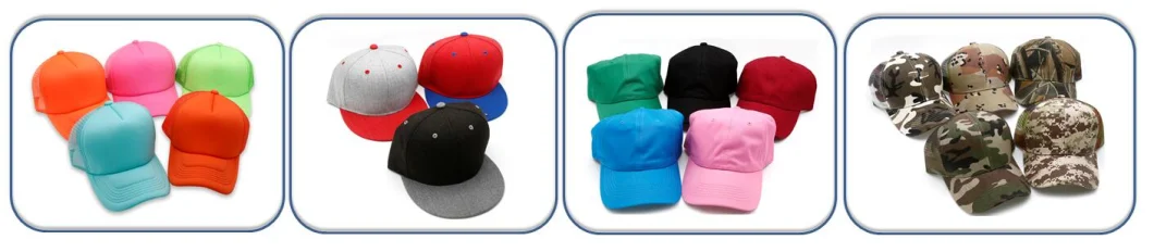 100% Polyester Blank Baseball Caps Sports Hats with Velcro Back