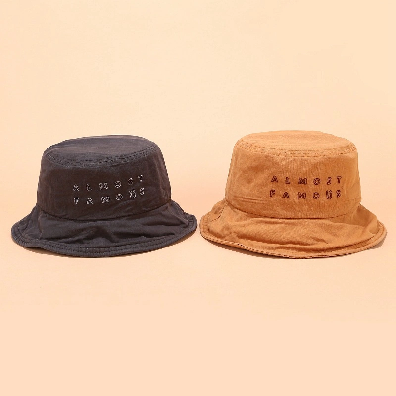 Fashion Customized Washed Cotton Adjustable Simple Embroidered Casual Bucket Hat