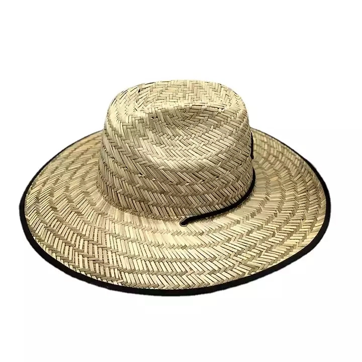 2022 Summer Sunshade Natural Lifeguard Straw Hats Custom Logo Patch Surf Safari Straw Hat