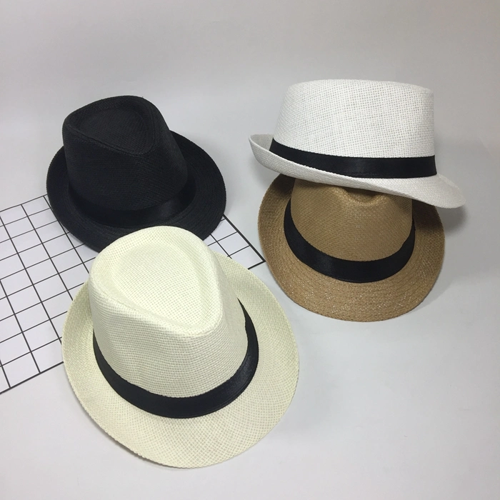 Custom Paper Straw White Custom Panama Chapeau Men&prime;s Sombrero Fedora Hat with Ribbon