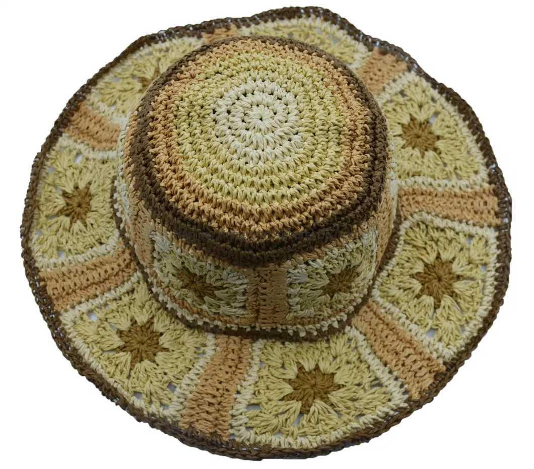 Fashion Wholesale Colorful Ladies Summer Hats Beach Sunhat Wide Brim Straw Hats Handmade