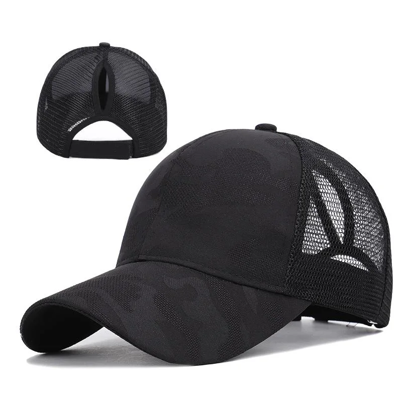 Sport Ponytail Camouflage Baseball Cap Empty Top Sun Hat Breathable Sun Trucker Hat with Mesh Back