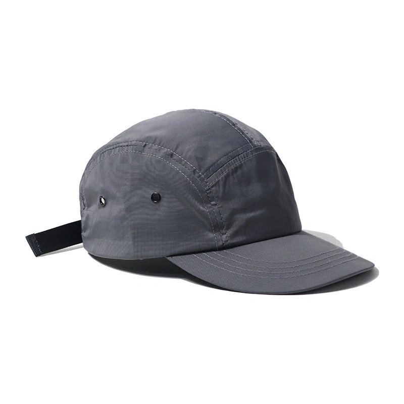 Working Sports Cap Black Plain Men 5 Panel Hat Blank 5 Panel Hats Blank Waterproof Nylon 5 Panel Hats