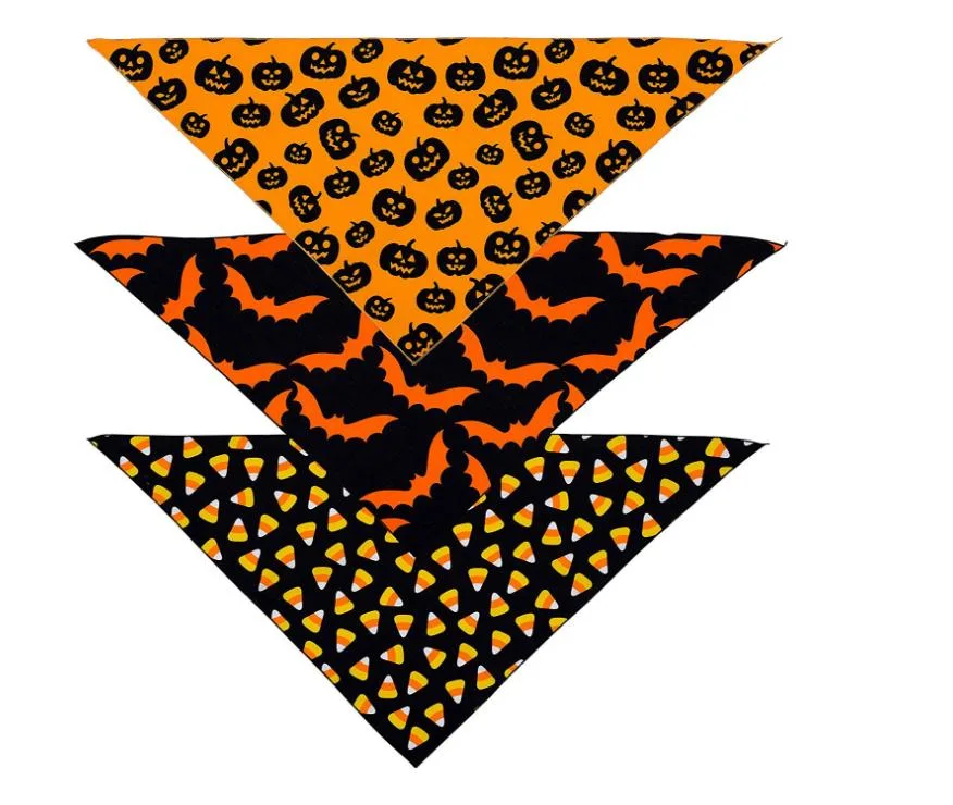 Hanyang Pet Accessories Pet Supplies Sublimation Pumpkin Pattern Custom Logo Pet Dog Bandanna for Halloween