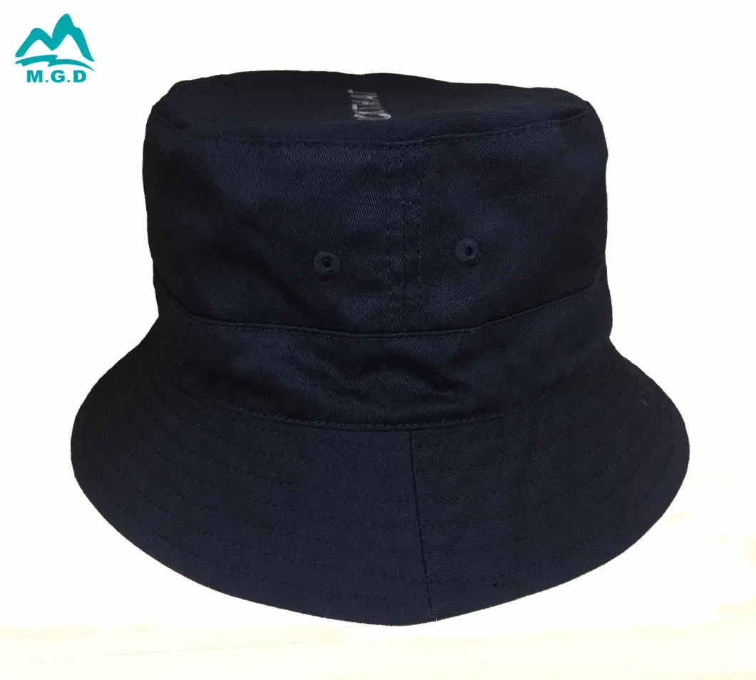 Wholesale Custom Made Cheap Cotton Black Bucket Hat with Embroidered Character Logo