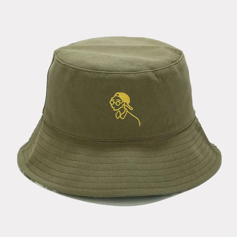 OEM Polyester Woven Label Logo Sublimation Printed Custom Reversible Bucket Hat