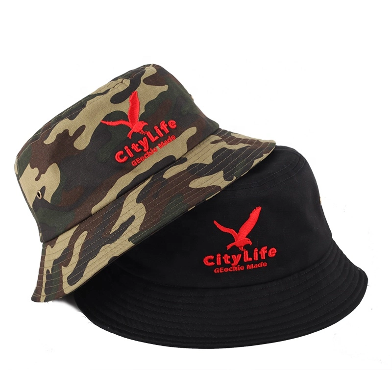 Fashion Custom Classic Embroidered Cotton Twill Men Bucket Hat Camouflage Fisherman Hat