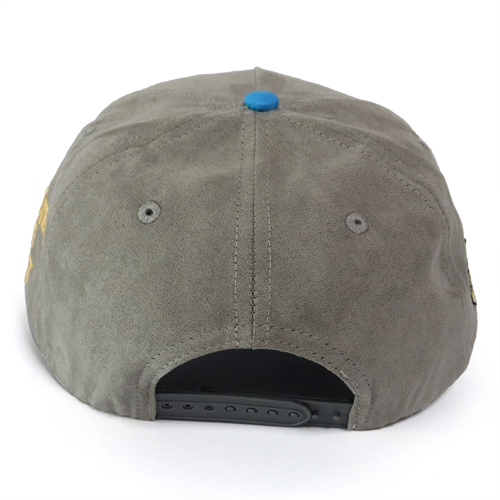 High Quality Custom Embroidery Logo 5 Panel Suede Baseball Cap Cotton Brim Snapback Hats Cap 3D Embroidery Custom