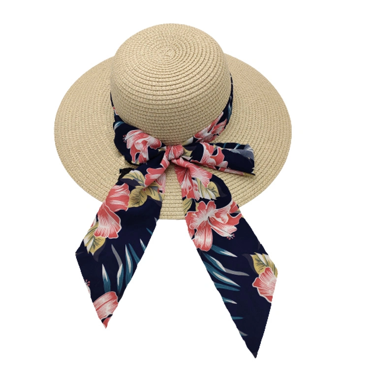 Wholesale Outdoor Beach Summer Men Straw Floral Hat Custom Logo Fedora Hat