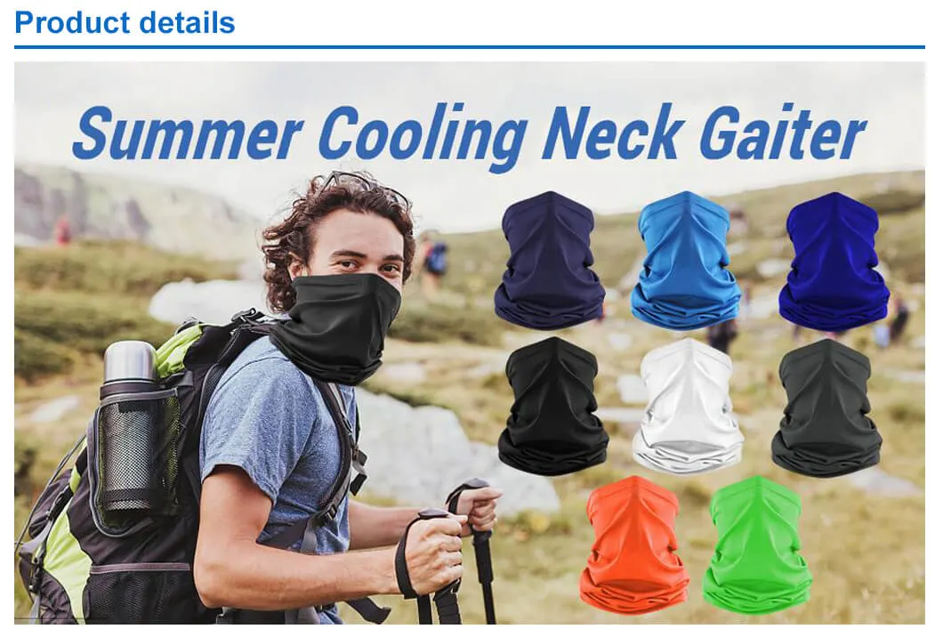 Wholesale Polyester Microfiber Custom Elastic Cooling Neck Gaiter Tube Seamless Bandana Balaclava